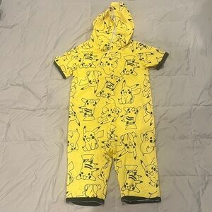 Charming Yellow Kids One Piece with Pikachu Design
